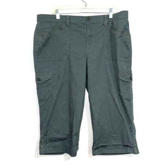 Gloria Vanderbilt Womens Cargo Capri Pants Size 18 Gray Cotton Blend - Picture 1 of 7